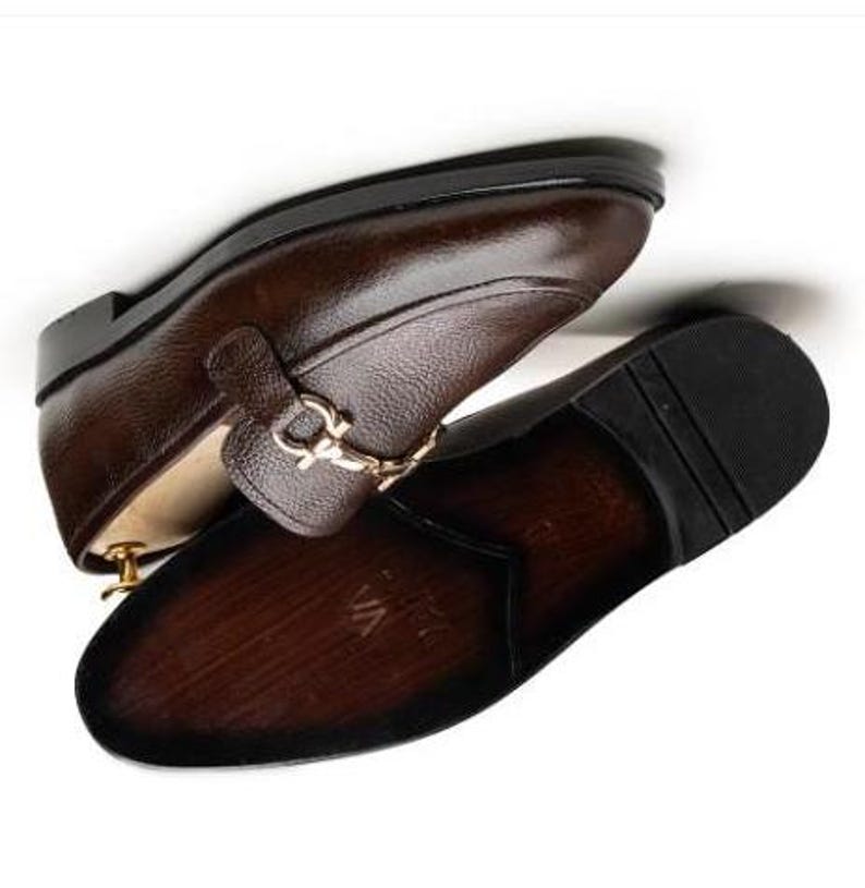 Handmade Brown Leather Horsebit Loafers, men’s dress shoes, classic slip-on, Italian style, formal wedding, custom sizes