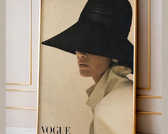 Decoración de pared con estilo clásico y elegante / Lámina de mujer con sombrero / Decoración de lujo discreto / Estilo parisino chic (Descarga digital)