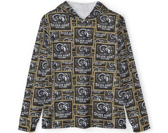 3D (Dos uni) - Sweat à capuche argenté avec logo Sight Ram | Echauffement pour le sport avec impression intégrale