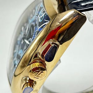 Reloj de pulsera de lujo para hombre Frank Muller Geneve, reacondicionado, con esfera negra, movimiento de cuarzo e indicador de fecha. imagen 5