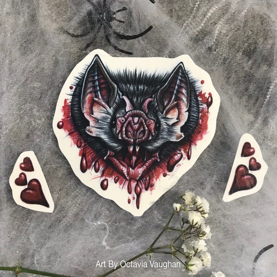 Bat Temporary Tattoo Halloween Tattoo Blood Tattoo Old School Bat Tattoo Cute Bat Tattoo Gothic Tattoo Vampire Tattoo Vampire Bat