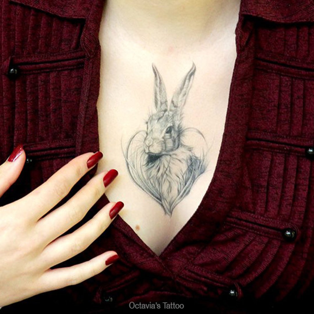 Rabbit Temporary Tattoo Rabbit Tattoo Bunny Temporary Etsy
