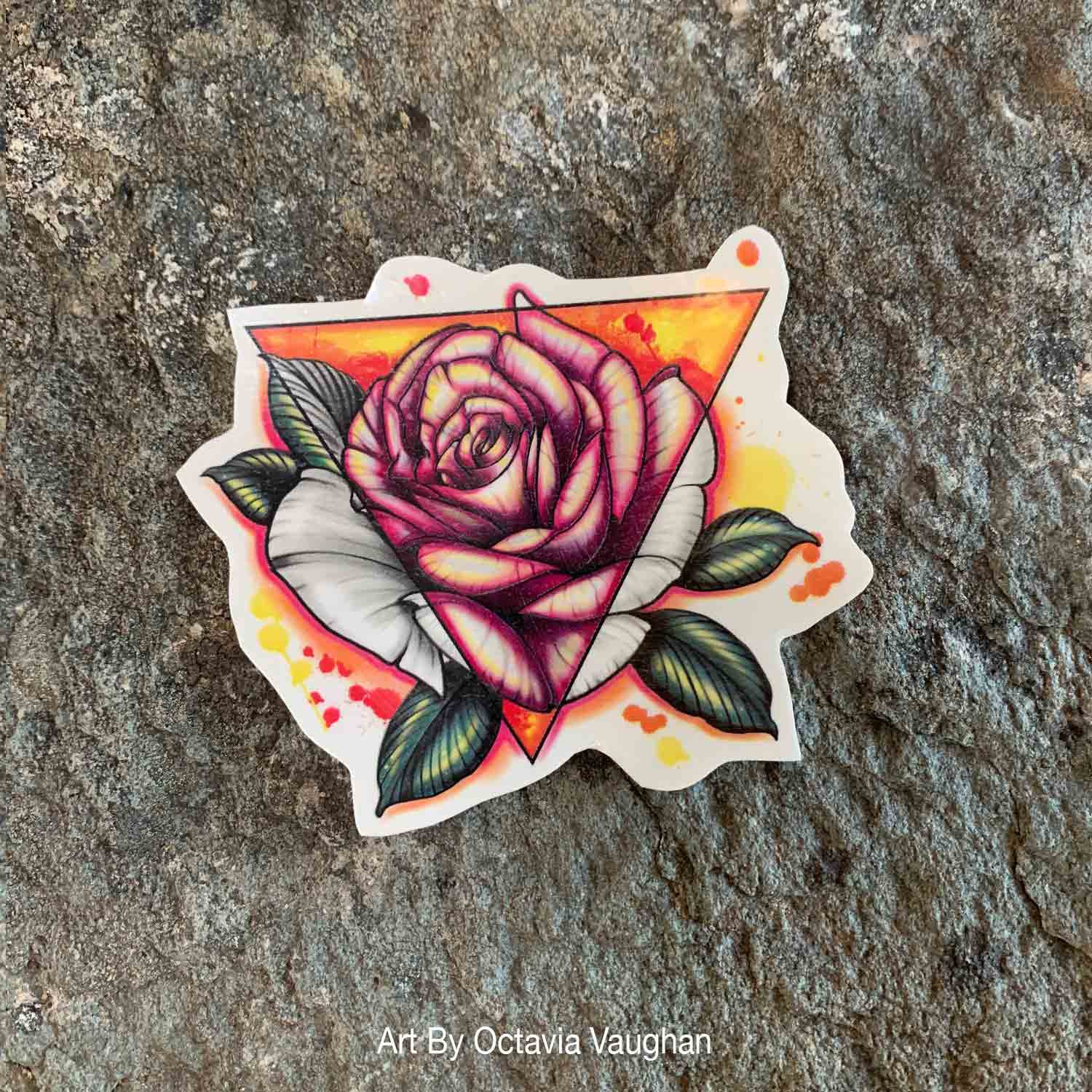Neo Traditional Red Rose Tattoo Design  Sticker for Sale by KrakenJack   Redbubble