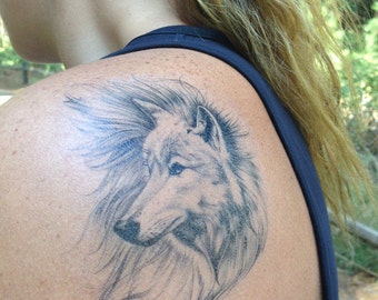 Beautiful Wolf Tattoo, Wolf Tattoo, Arctic Wolf, Temporary Tattoo, Nature Tattoo, Wolf Art, Winter Tattoo
