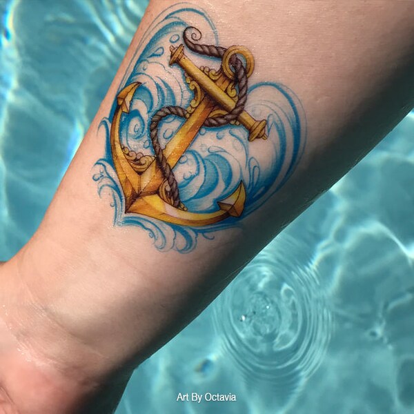 Wave Temporary Tattoo Etsy