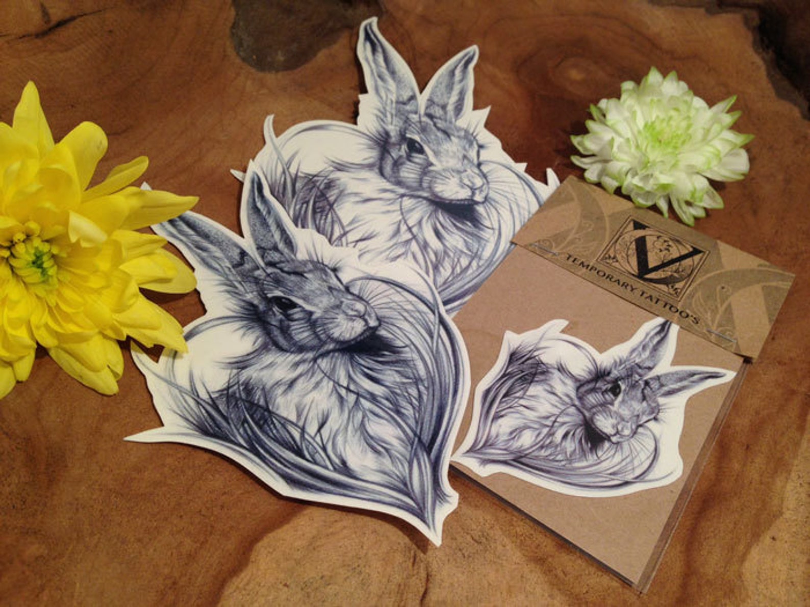 Rabbit Temporary Tattoo Rabbit Tattoo Bunny Temporary Etsy UK