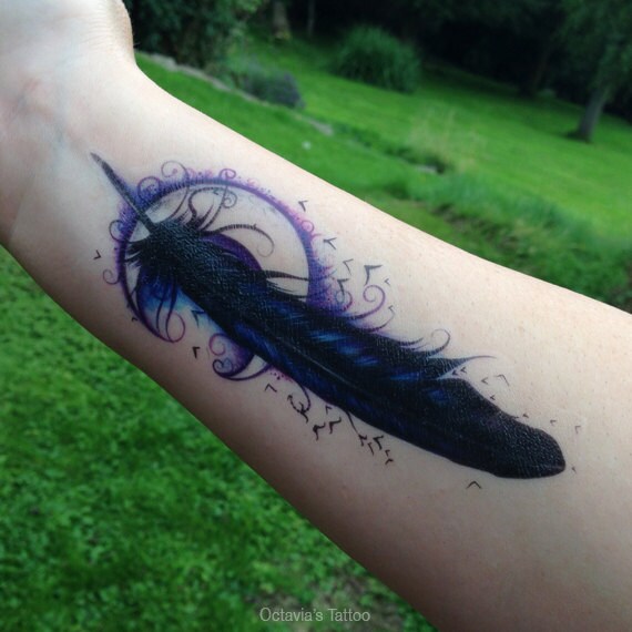 Raven Feather Temporary Tattoo Raven Feather Tattoo - Etsy