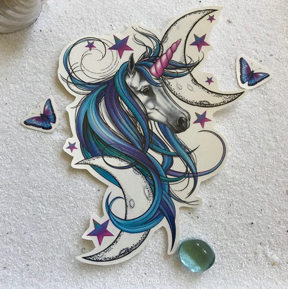Unicorn Tattoo Unicorn Temporary Tattoo Purple Unicorn Etsy