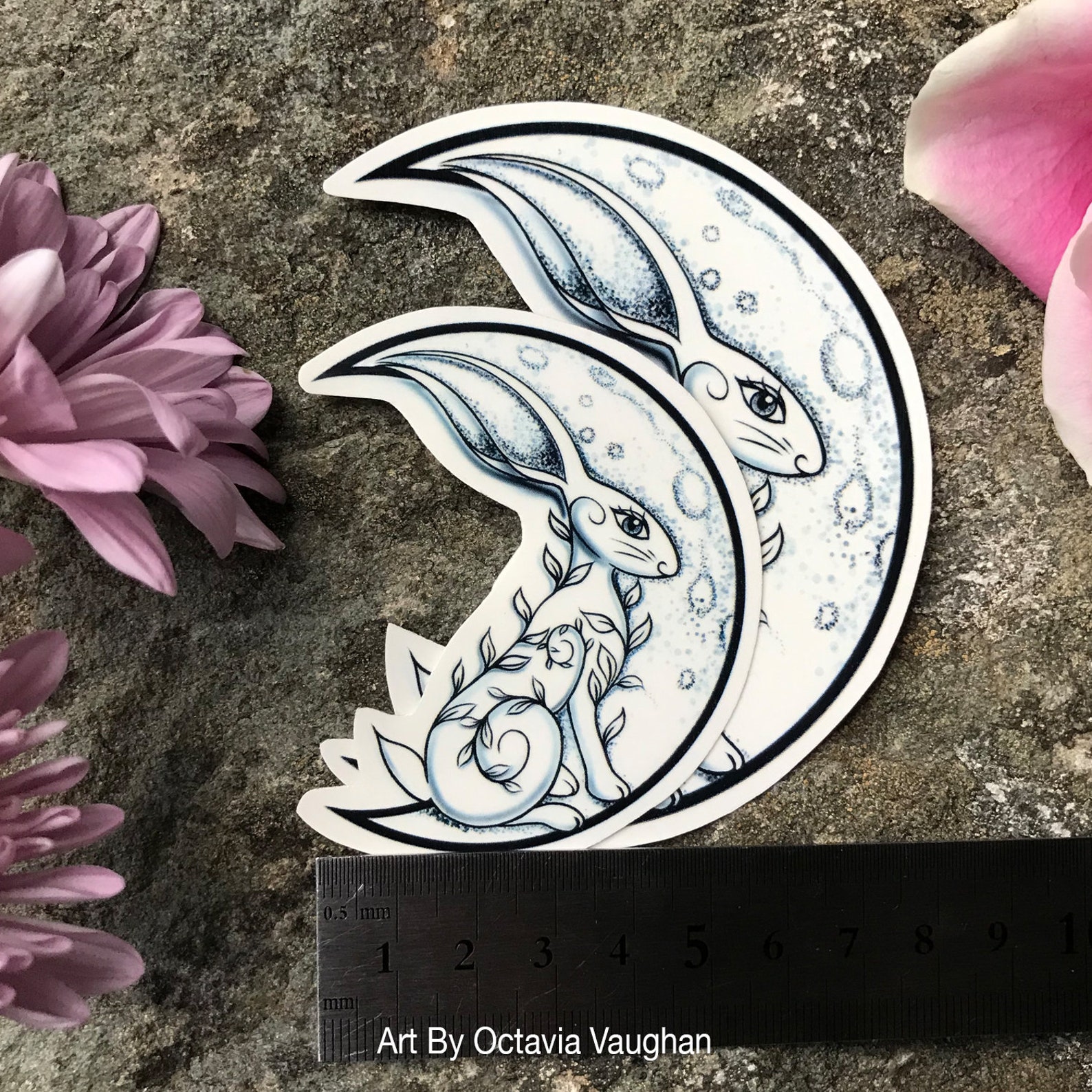 Rabbit Temporary Tattoo Bunny Tattoo Moon Temporary Tattoo Etsy UK