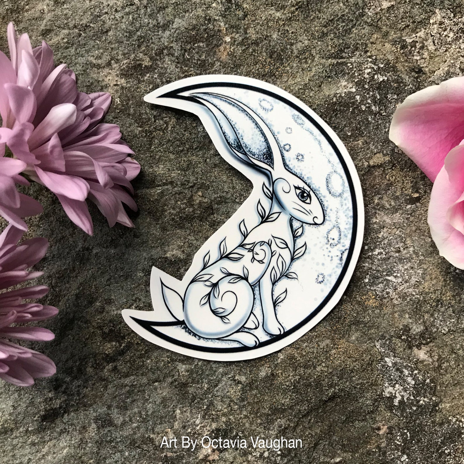 Rabbit Temporary Tattoo Bunny Tattoo Moon Temporary Tattoo Etsy