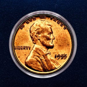 Centavo Lincoln Wheat de 1955 con doble troquelado, raro, de fecha clave, de cobre.