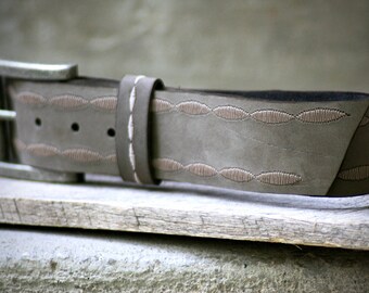 Women’s Handmade Leather Belt in Black, Dark Gray and Light Gray