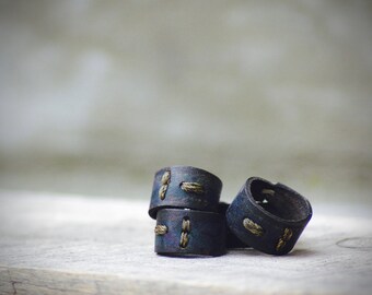 Dark Blue Leather Ring