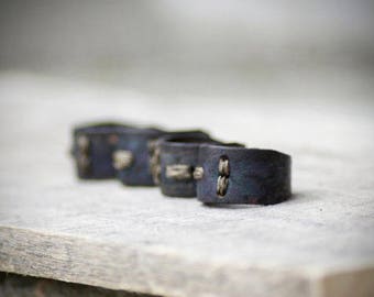 Dark Blue Leather Ring