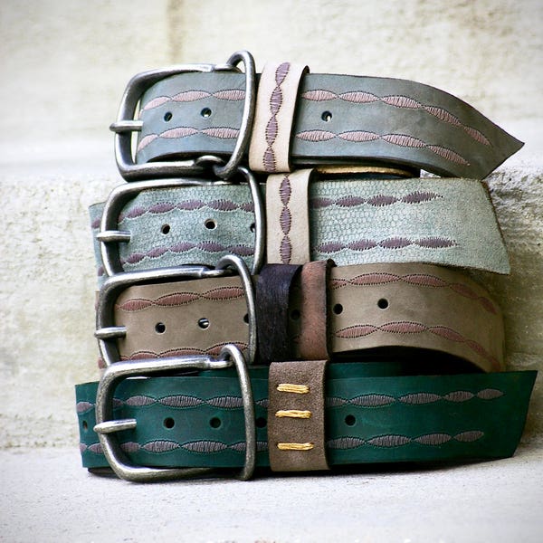 Teal Leather Belt Etsy