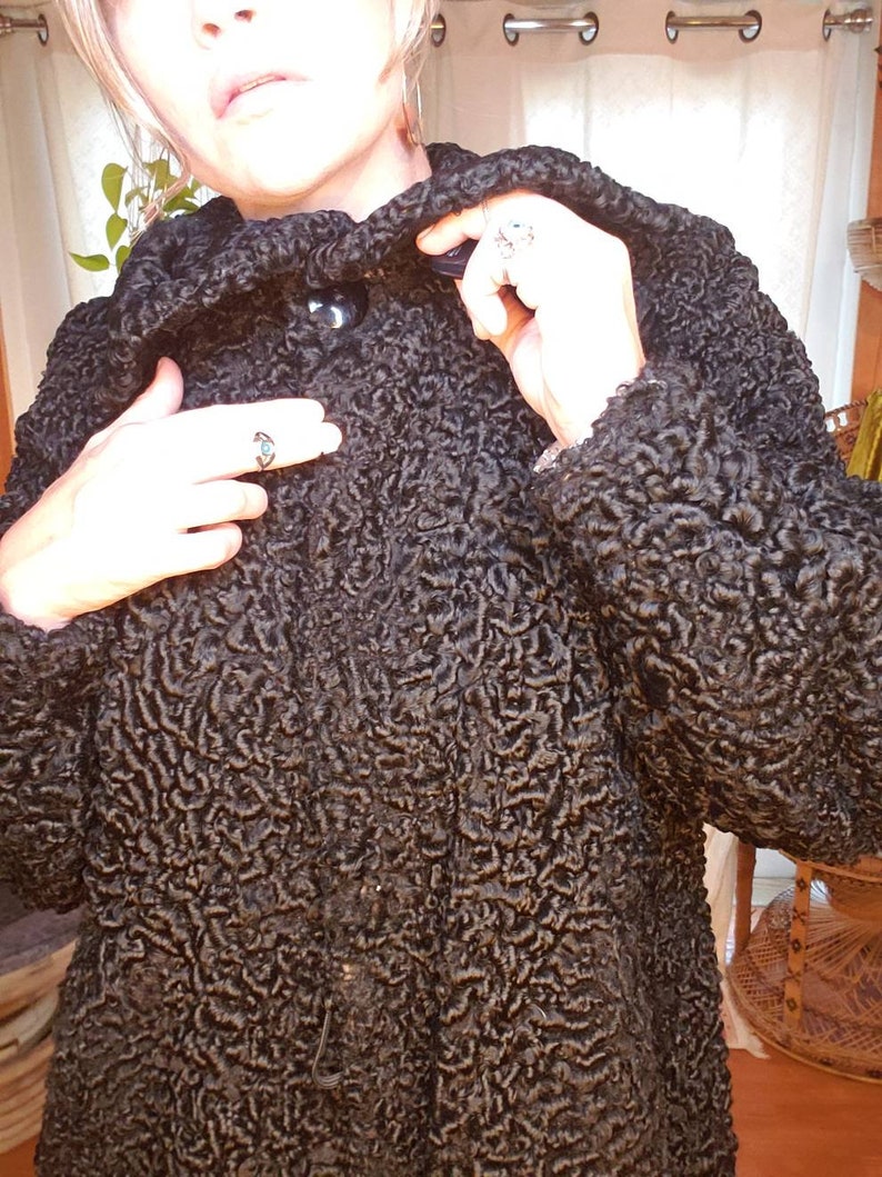 VTG Black Curly Lambs Wool Coat Vintage Neiman Marcus Etsy