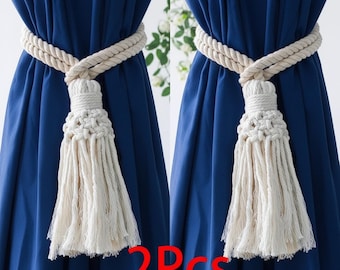 Macrame Curtain Tiebacks, Decorative Curtain With Bead, Window Ties, Kawaii Boho Room Decor Living Room