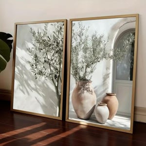 Tela con ulivo mediterraneo, stampa artistica botanica, poster decorativo da parete in stile antico per soggiorno moderno, camera da letto, cucina e arredamento per la casa.
