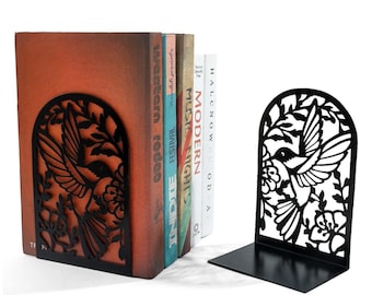 Swallows & Flowers Metal Bookends, Decorative Iron Bookends for Home Office
