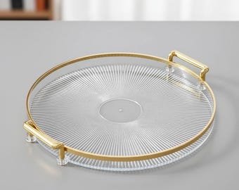 Round Serving Tray with Handles, Nordic Vanity Tray Decorative Tray, Coffee Table Living Room Decor