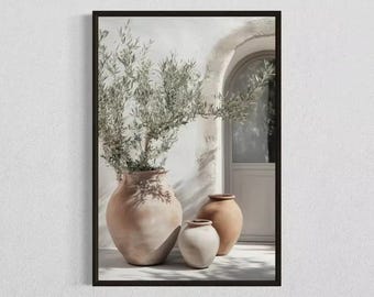 Mediterranean Olive Tree Canvas Print, Botanical Antique Wall Art Poster, Timeless Wall Art