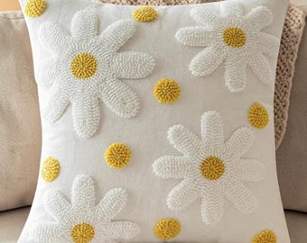 Throw Pillow Cases, Cottagecore Decor, Pillow Cover Embroidered,  Floral Pillow Cover, ,Boho Cushion Cover, Spring Summer Pillow