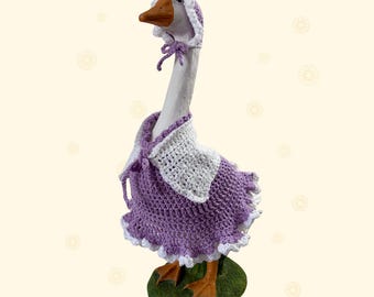 Spring Porch Goose Clothes, Handmade Crochet Outfit, Dress, Bonnet & Capelet, Fits 22-24" Goose