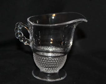 1936 Duncan Miller Clear Teardrop Vintage Milchkännchen 3 7/8 "hoch 4 3/8 "Griff zum Auslauf 2 1/8 "Basis