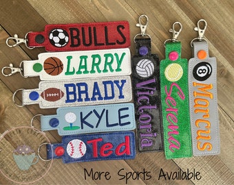 Sports Bag Tag, Sports Keychain, Custom Name Bag Tag, Kids Keychain, Backpack Tag, Personalized Keychain, Sports Fan Gift, Team Gift