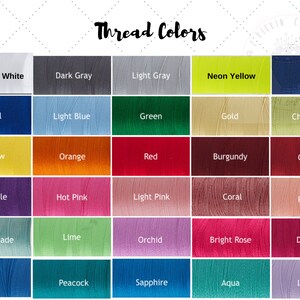 Puede incluir: Una carta de colores que muestra 25 colores de hilo diferentes. Los colores est&aacute;n dispuestos en cinco filas de cinco colores cada una. Los colores incluyen negro, blanco, gris oscuro, gris claro, amarillo ne&oacute;n, azul marino, azul real, azul claro, verde, dorado, verde amarillento, amarillo, naranja, rojo, burdeos, granate, morado, rosa intenso, rosa claro, coral, melocot&oacute;n, verde jade, lima, orqu&iacute;dea, rosa brillante, rosa oscuro, azul, pavo real, zafiro, aguamarina y lavanda.