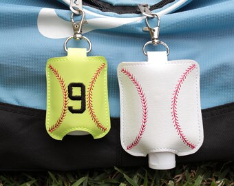 Softball Keychain, Hand Sanitizer Holder, Softball Keychain for Mom, Sports Keychain, Softball Gifts for Kids, Personalized Sports Gifts