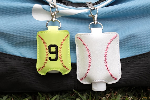 Softball Keychain, Hand Sanitizer Holder, Softball Keychain for Mom, Sports Keychain, Softball Gifts for Kids, Personalized Sports Gifts