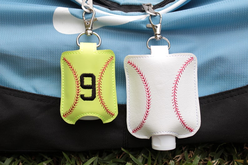 Softball Keychain, Hand Sanitizer Holder, Softball Keychain for Mom, Sports Keychain, Softball Gifts for Kids, Personalized Sports Gifts image 1