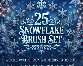 25 Snowflake Brushes for Procreate, Winter Stamp Brush Set, Christmas Snow Brushes, Holiday Art, Instant Access