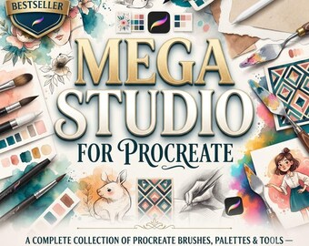 Mega Studio Procreate Brushes, All-in-One Procreate Brush Bundle, Sketch, Paint, Texture & Stamp Brushes, Procreate Art Tools for iPad