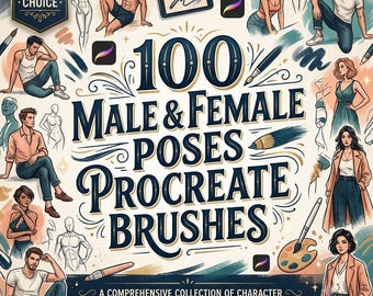 100 Male and Female Pose Stamps for Procreate, Figure Drawing Pose Brushes, Anatomy Reference Stamps ,Gesture Sketch Brushes, iPad Art Tools