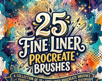 25 Fine Liner Procreate Brushes, Technical Pen Brushes, Ink Liner Brush Set, Line Art & Sketch Brushes,  Drawing Tools for iPad