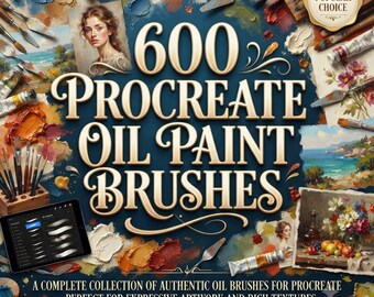 600 Oil Paint Brushes for Procreate Pack, Realistic Oil Painting Brush Set, Canvas Texture Brushes, Paint Brushes for iPad Artists For Pack