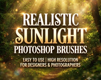 Realistic Sunlight Photoshop Brushes, Light Rays & Sun Glow Effects, Lens Flare Brush Pack, Lighting FX And Instant Access