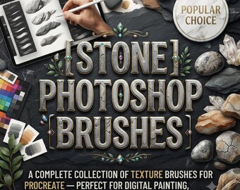 Stone Photoshop Brush Pack, Rock Texture & Stone Brushes, Grunge Surface Brushes, Adobe Photoshop ABR And Instant Access and Photoshop Brush