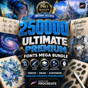 250000 Ultimate Premium Fonts Mega Bundle, Massive Font Collection, Cricut, Canva, Branding, Logo & Graphic Design Fonts, Online Access