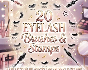 Eyelash Brushes & Stamps for Procreate, Lash Stamp Brush Set, Eyelash Drawing Brushes, Makeup Illustration Tools And Procreate Brush Pack