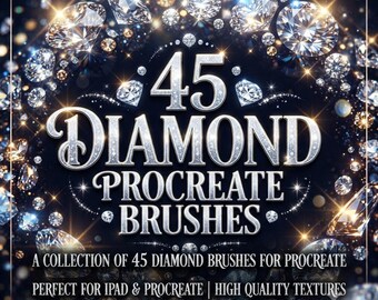 Procreate用ダイヤモンドブラシ45種類、スパークル＆ジェムブラシセット、ジュエリーイラストブラシ、グリッターダイヤモンドスタンプ、即時アクセス