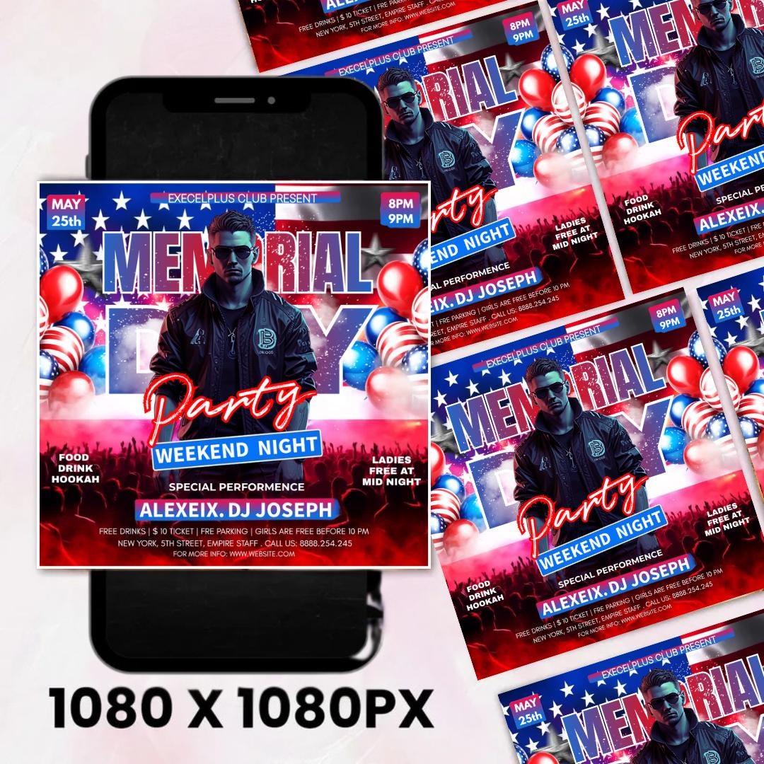 Editable Memorial Day Party Flyer, Memorial Day Weekend Club Flyer ...
