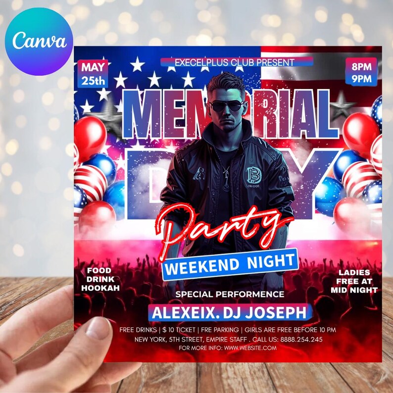 Editable Memorial Day Party Flyer, Memorial Day Weekend Club Flyer ...