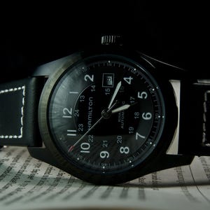 Vintage Hamilton Khaki Automatic Watch Classic Black Dial | Men’s Swiss Mechanical Timepiece Minimalist Everyday Luxury Heritage Wristwatch