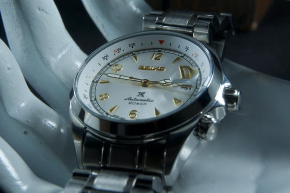 Seiko Alpinist White Dial 7S26 Vintage Style Refurbished Watch | Rare Japanese Automatic | Heritage Compass Mens Watch | Collector Gift