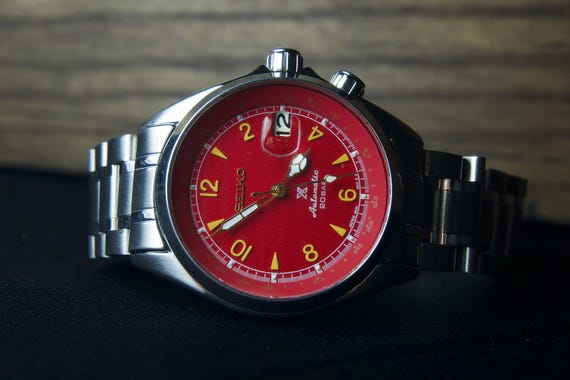 Seiko Alpinist Crimson Red Dial Vintage Refurbished Automatic 7S26 | Silver Case Men’s Dress Watch Elegant Mechanical Timepiece Luxury Gift