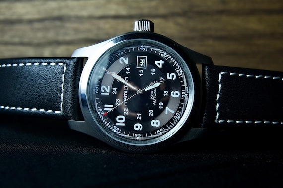 Hamilton Khaki Field Black Dial | Silver Case Vintage Automatic Watch | Men’s Classic Swiss Mechanical | Heritage Timepiece | Luxury Gift