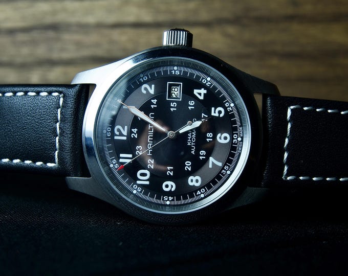 Hamilton Khaki Field Black Dial | Silver Case Vintage Automatic Watch | Men’s Classic Swiss Mechanical | Heritage Timepiece | Luxury Gift